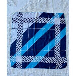 Vintage Blue & White Abstract Print Pure Silk Scarf Terry of Rome 30" AS IS